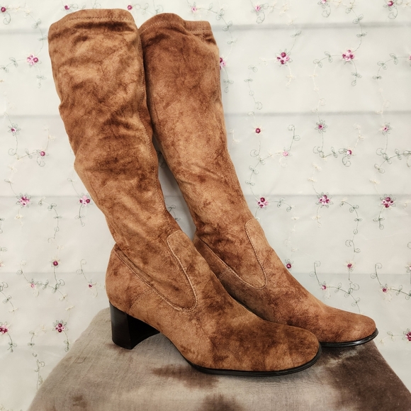 Vintage Mod 90s Faux Suede GoGo Boots - Picture 1 of 7